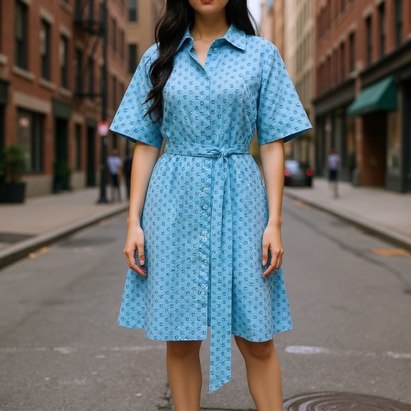 Kate Spade New York Blue Embroidered Shirt Dress – Size M - Picture 1 of 9